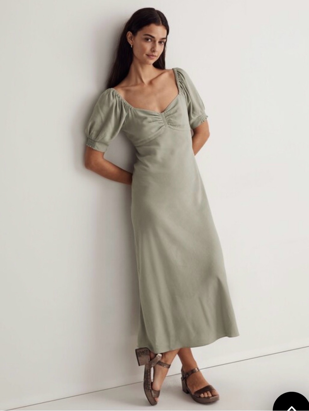 Madewell Sweetheart Midi Dress Frosted Sage Green Size 14 NWT